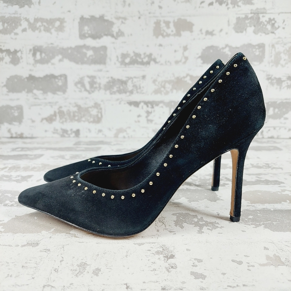 NEW Veronica Beard Women's Black Nathalia Suede Studded Pump Shoes X307